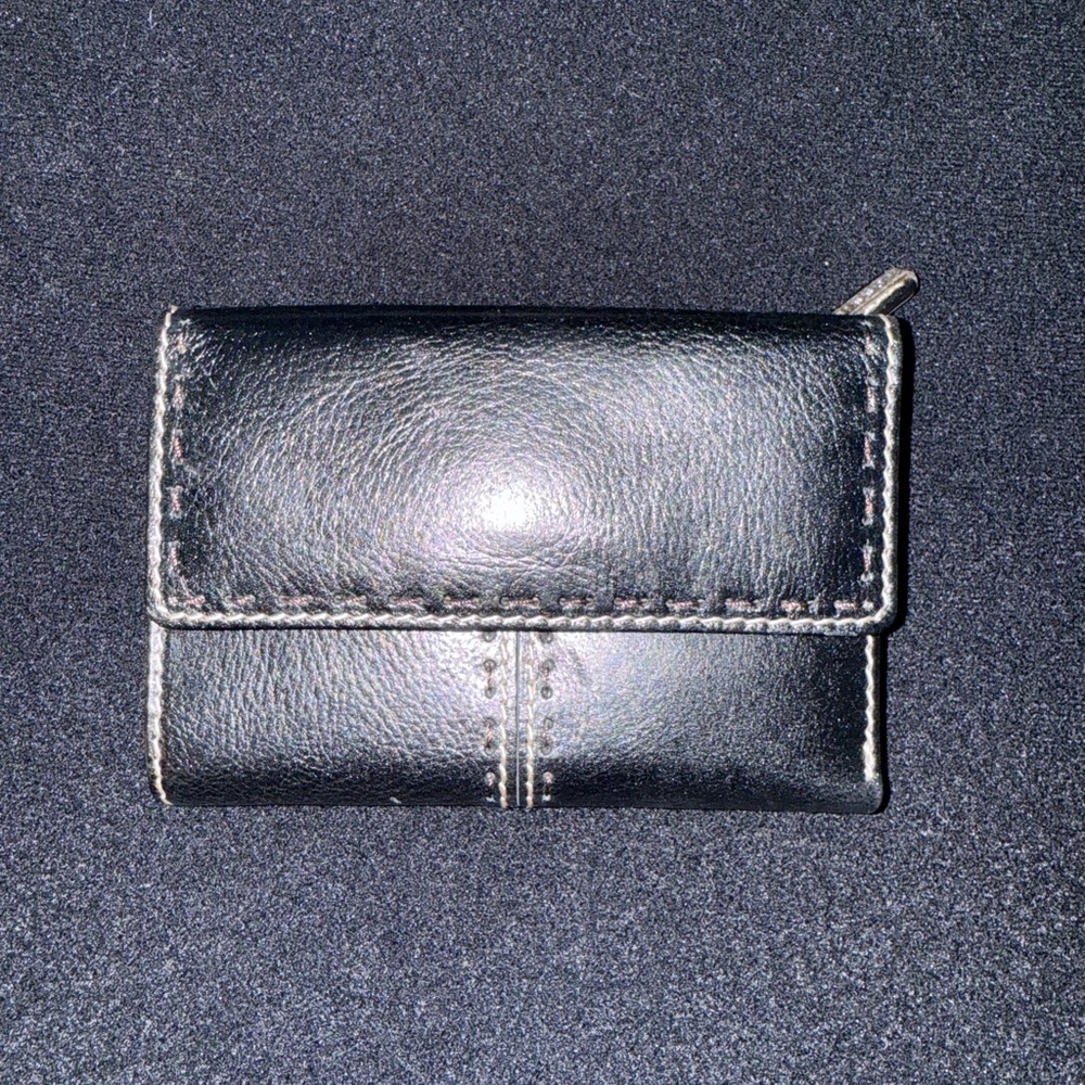 Vintage Fossil Tri Fold Wallet Black Women’s Leather Excellent Condition